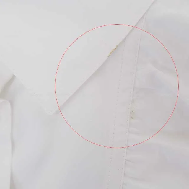 2022 CHANEL Long sleeve shirt Ladies Rhinestone Cross button Cotton Frill Blanc (White) Cotton 38 P73037