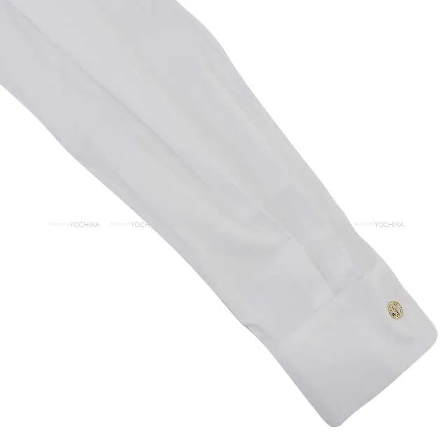 2022 CHANEL Long sleeve shirt Ladies Rhinestone Cross button Cotton Frill Blanc (White) Cotton 38 P73037
