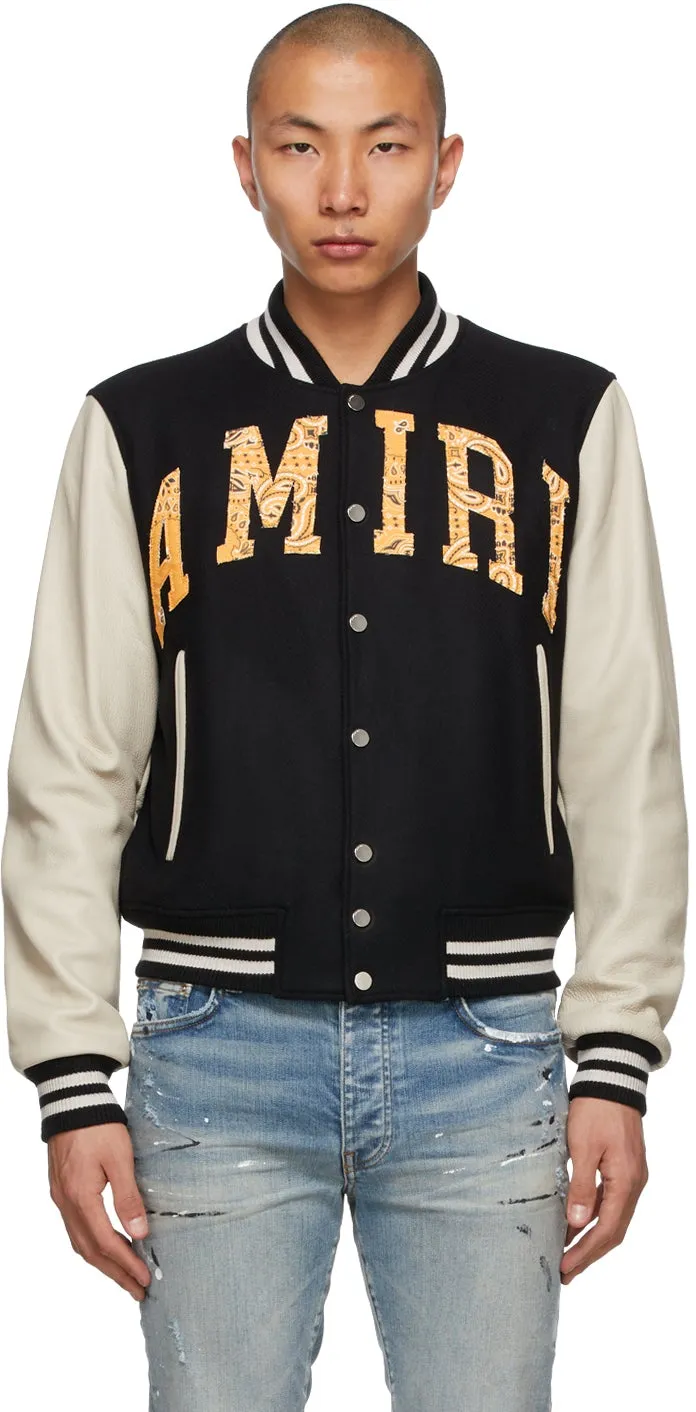 AMIRI Black Vintage AppliquÃ© Logo Varsity Bomber