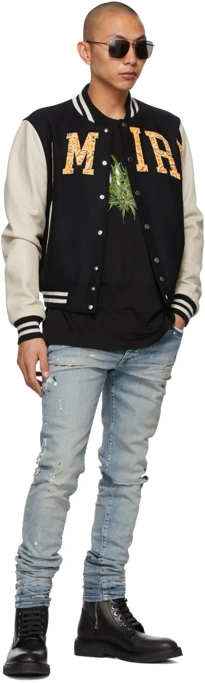 AMIRI Black Vintage AppliquÃ© Logo Varsity Bomber