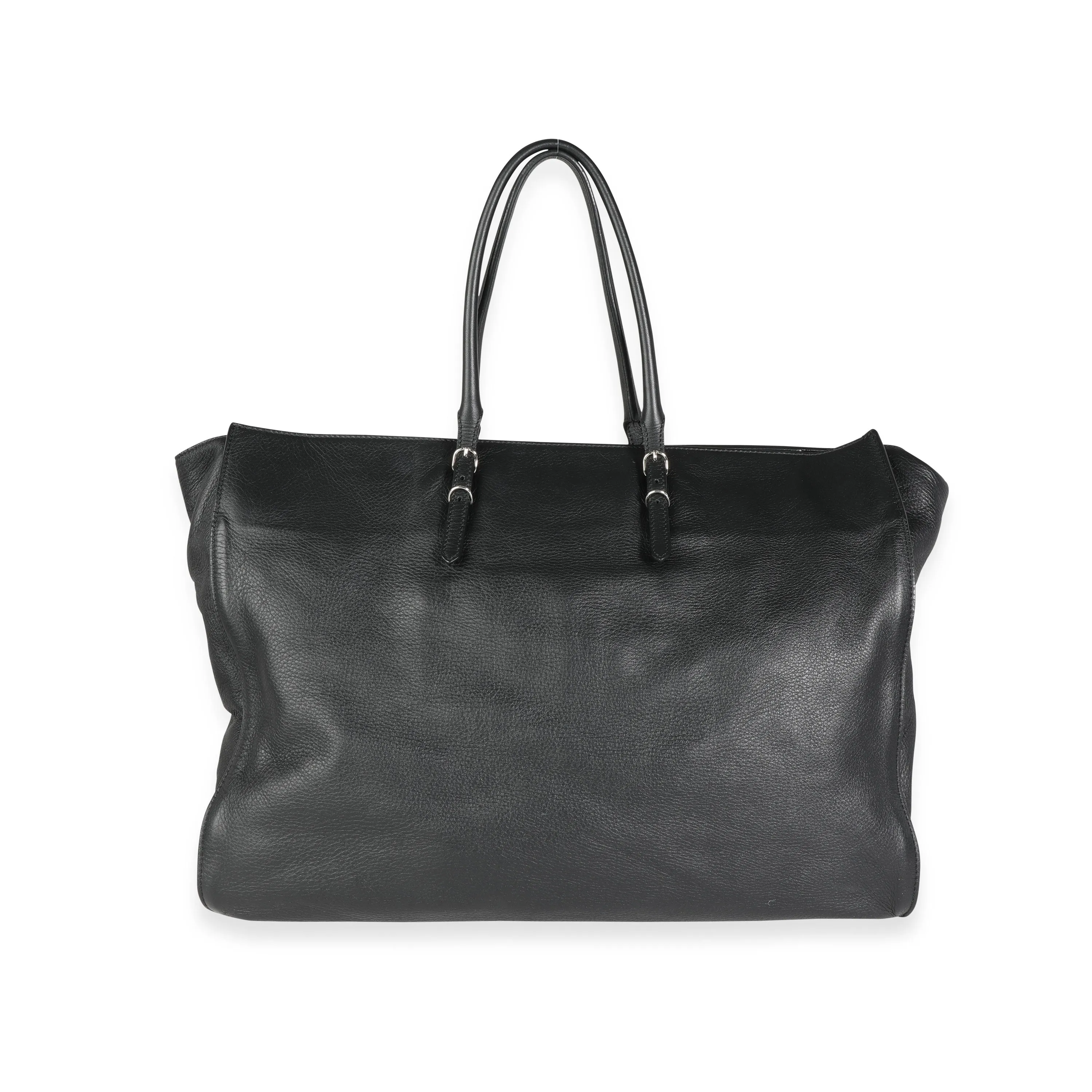 Balenciaga Black Calfskin Leather Papier A4 Tote Bag