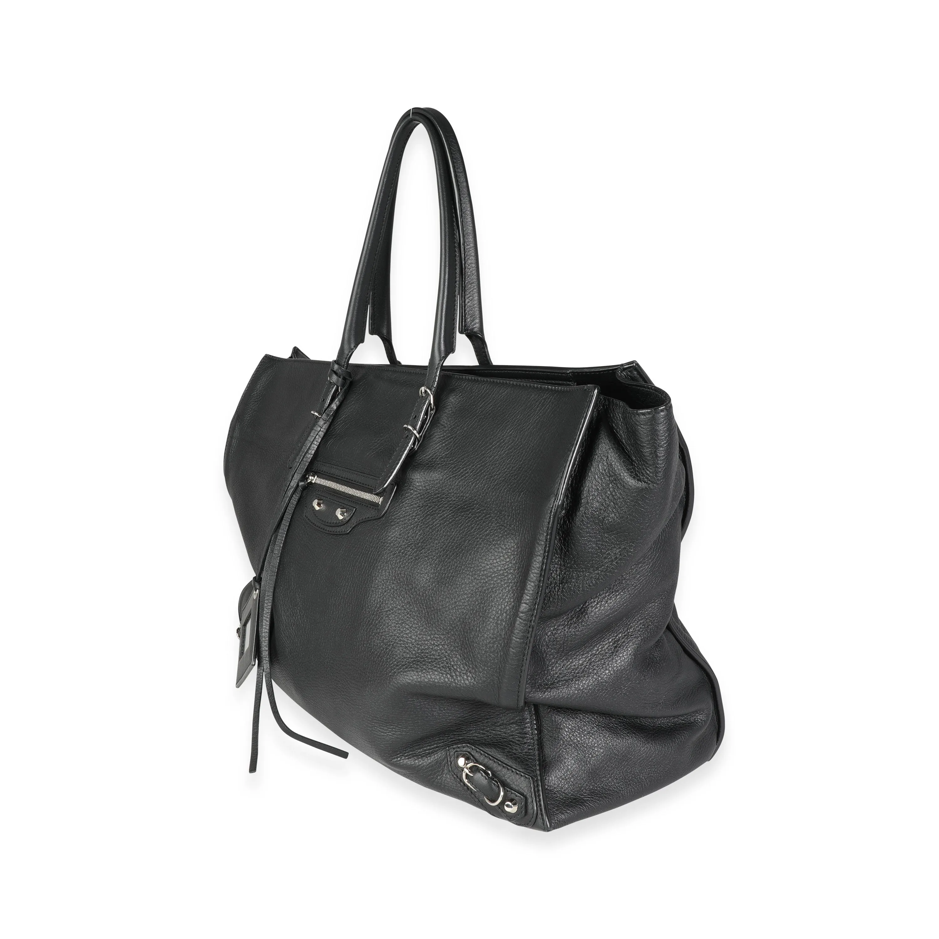 Balenciaga Black Calfskin Leather Papier A4 Tote Bag