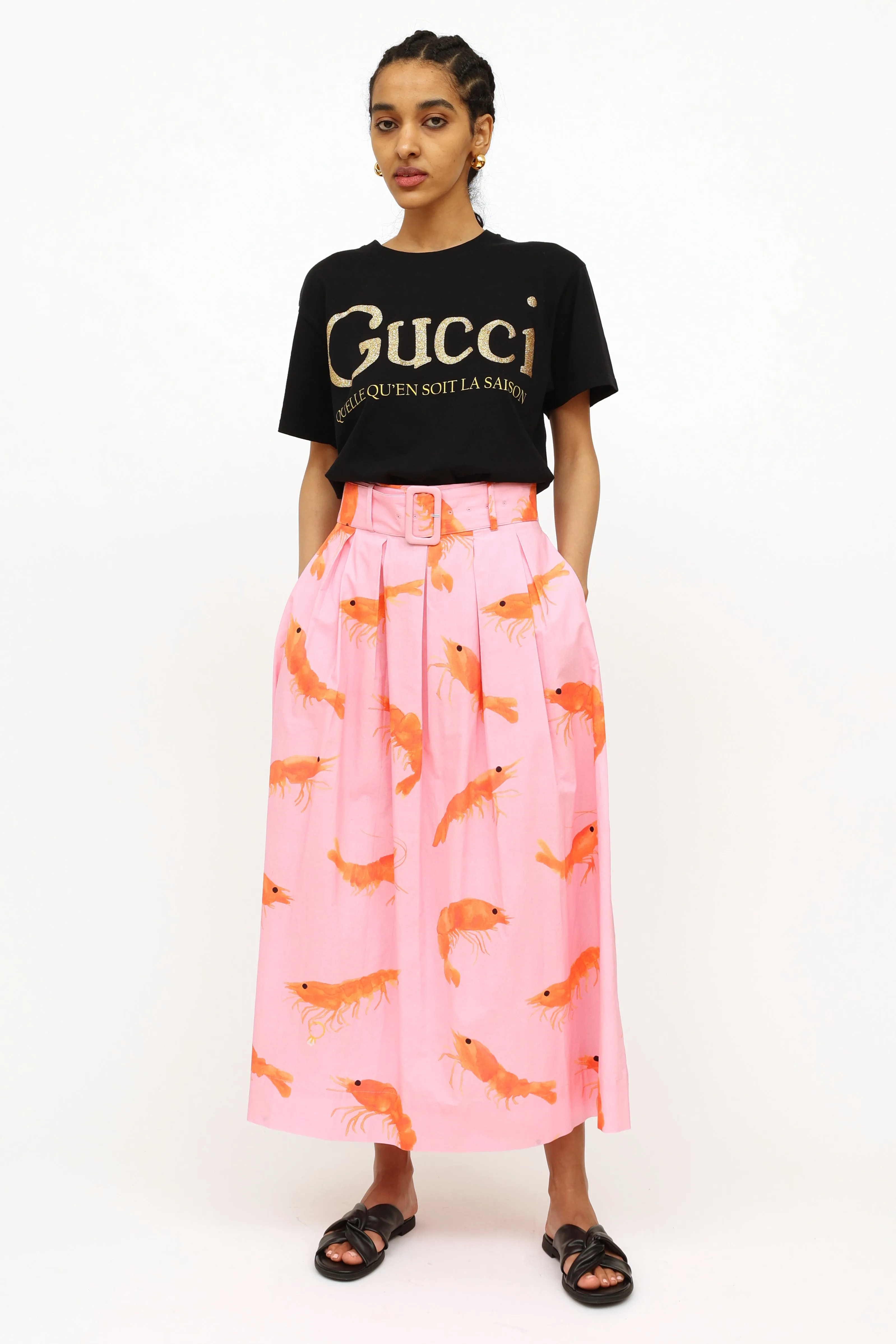 Black Glitter Graphic Top