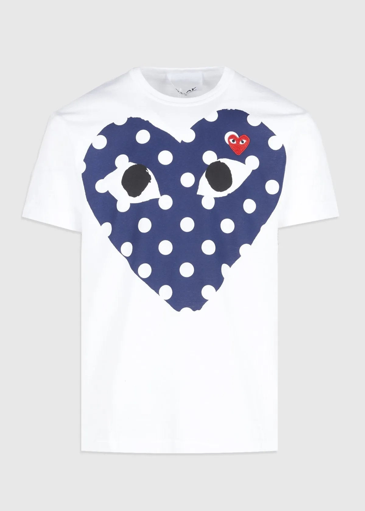 COMME DES GARÇONS PLAY: DOTTED HEART LOGO TEE [WHITE]