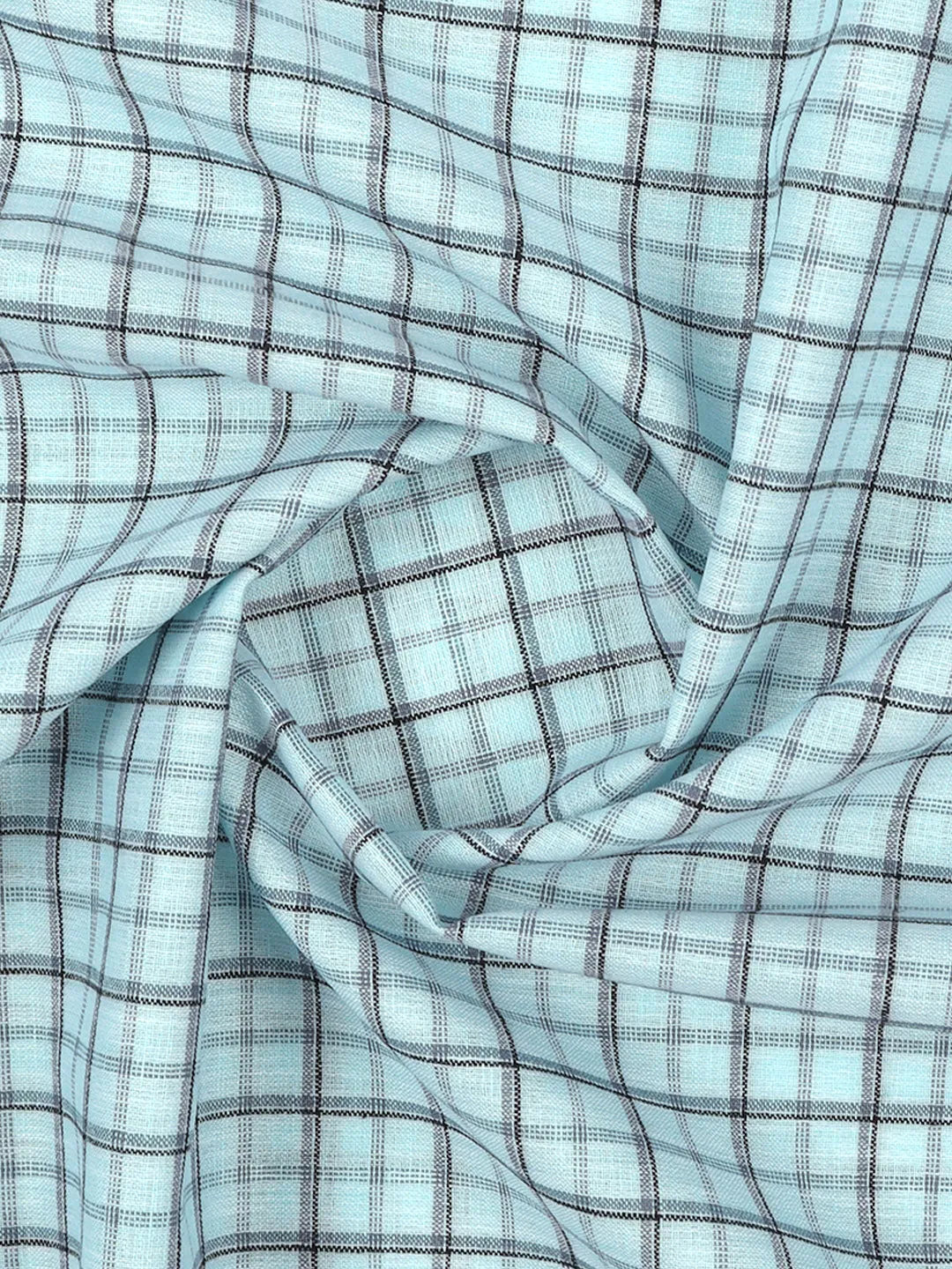 Cotton Colour Check Blue & Black Shirting Fabric High Style