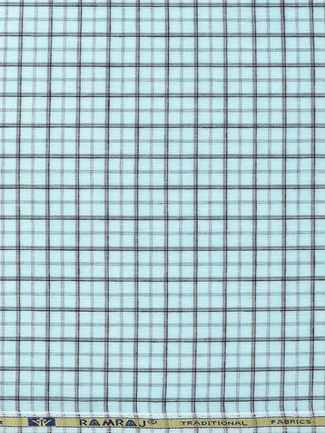 Cotton Colour Check Blue & Black Shirting Fabric High Style