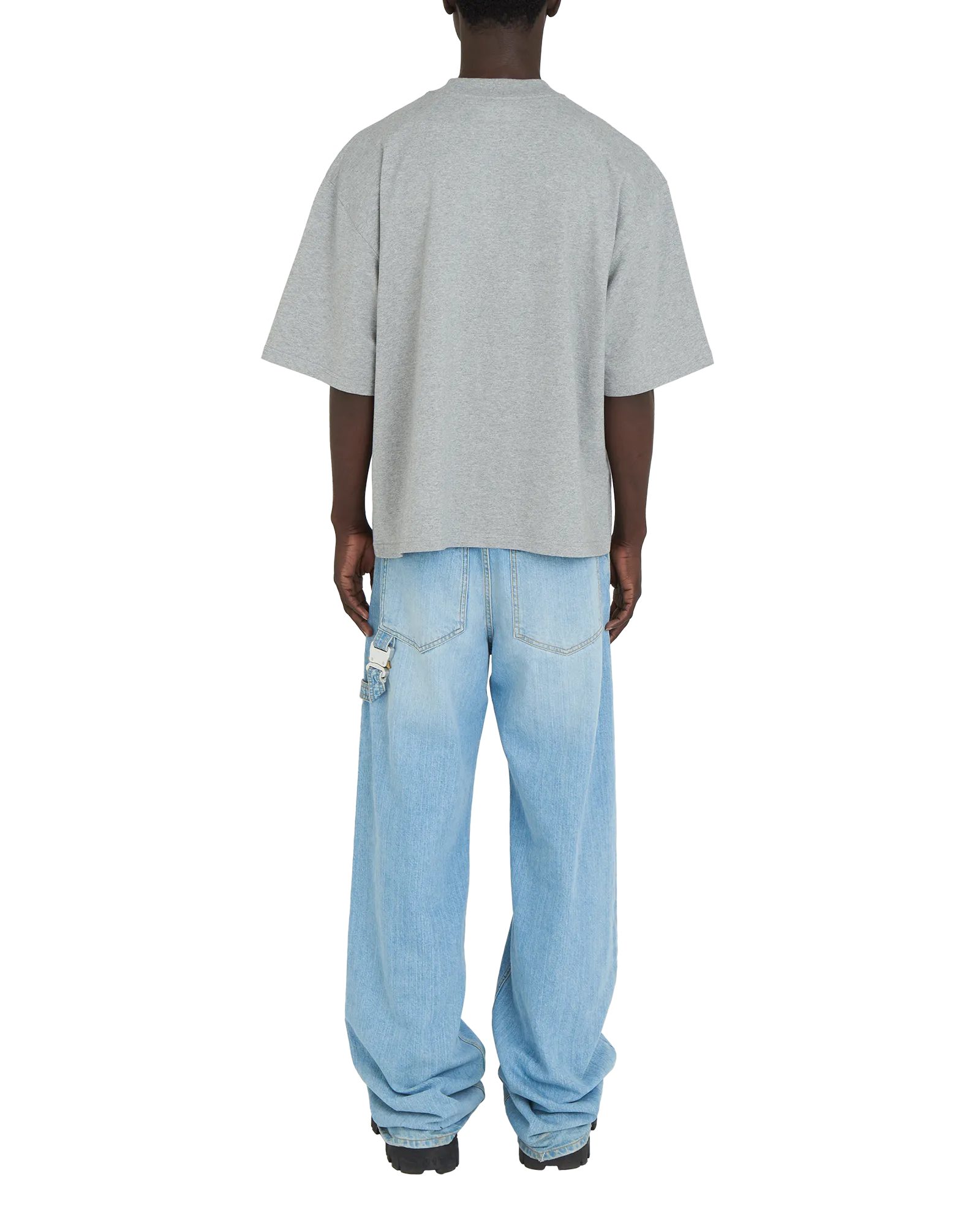 GREY OVERSIZED EMBROIDERED LOGO T-SHIRT