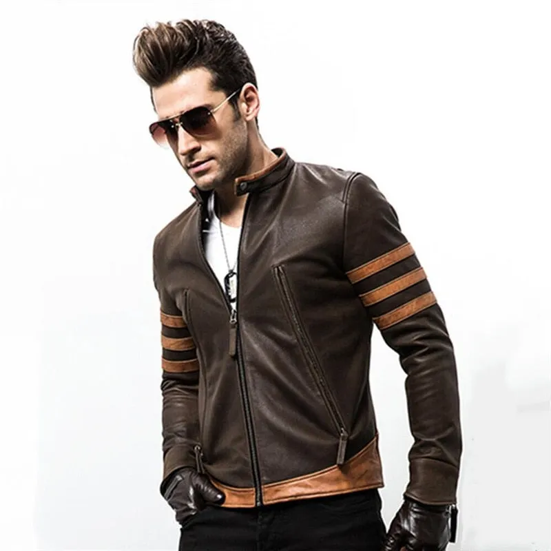 High-end brand men's zipper leather jacket Wolverine casual PU leather locomotive coat Logan bomber jacket slim coat size M-5XL