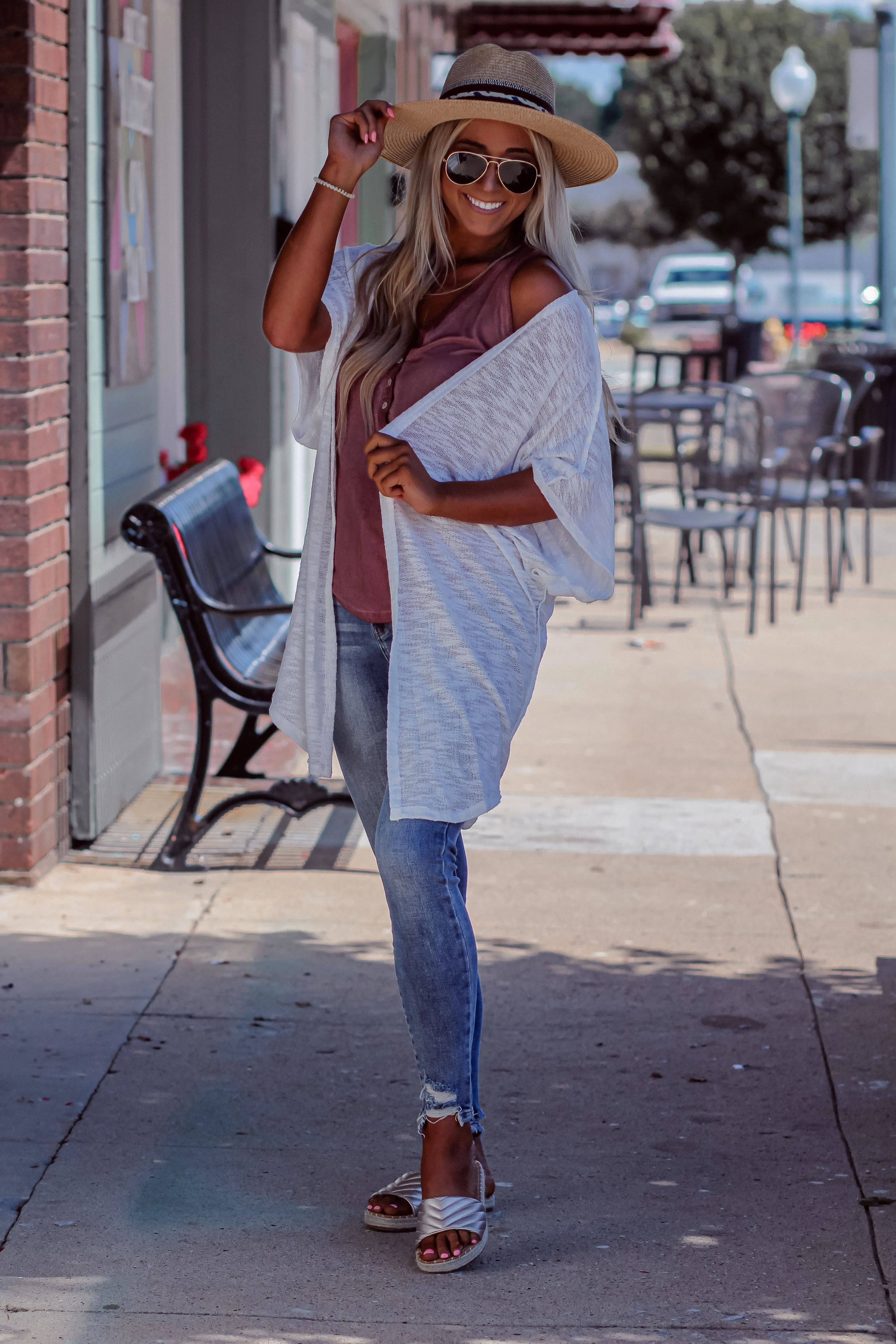 Ivory Open Front Twist Back Cardigan