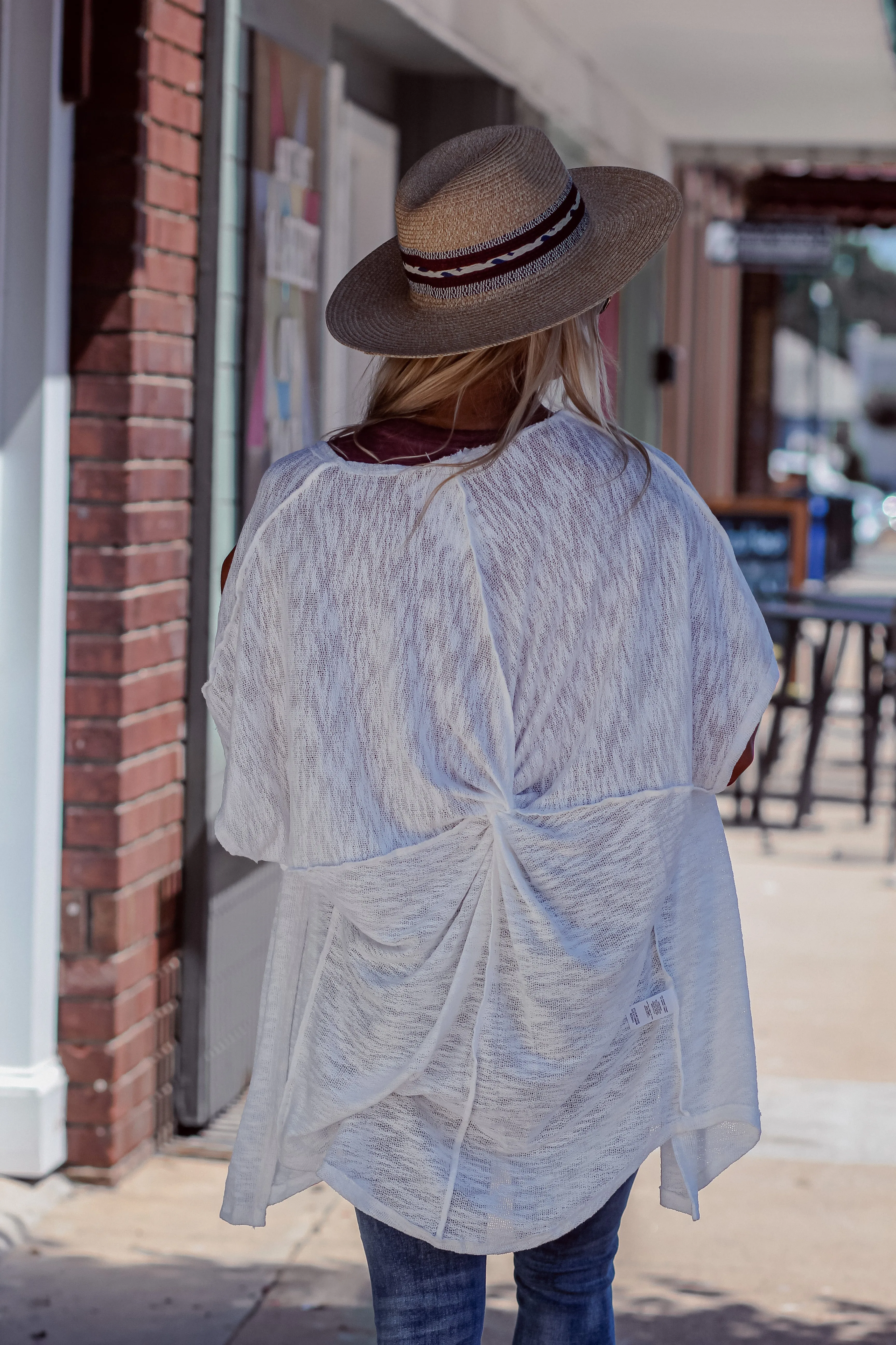 Ivory Open Front Twist Back Cardigan