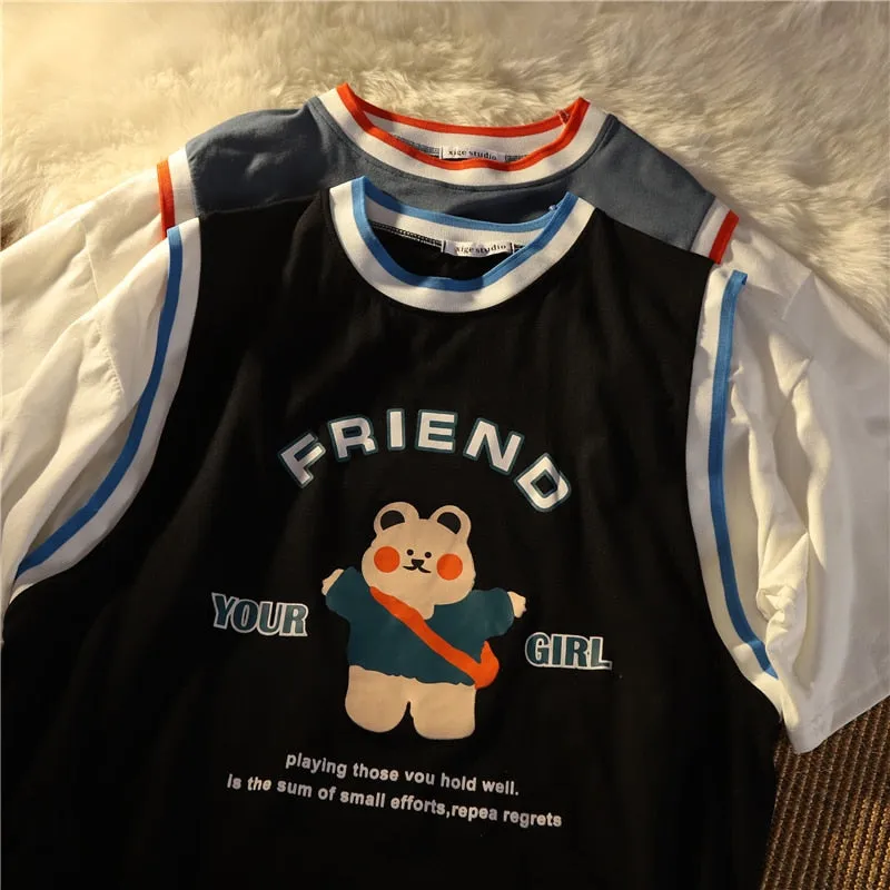 Kawaii Little Bear Printing T-Shirt