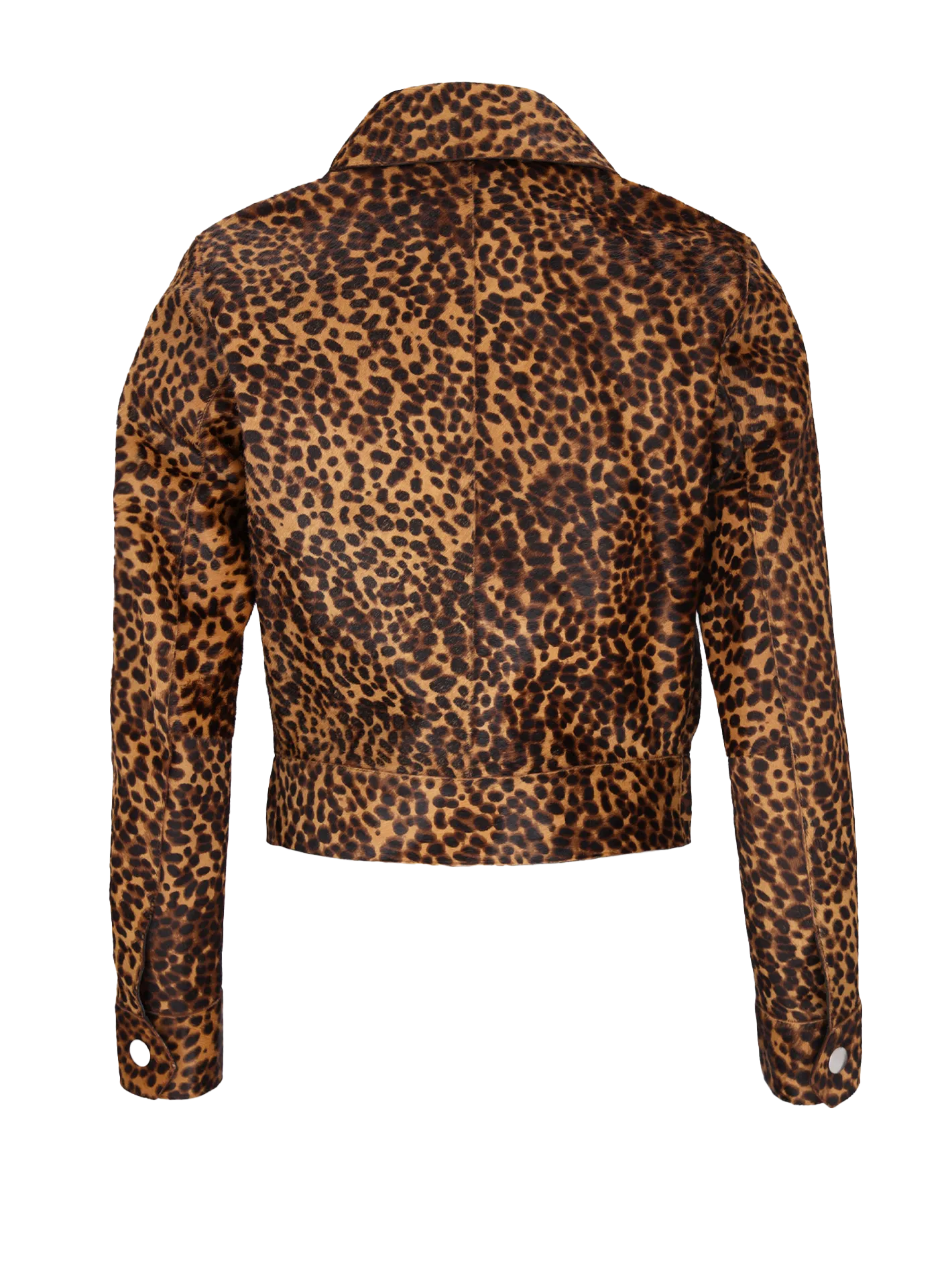 leopard-print calf hair biker jacket