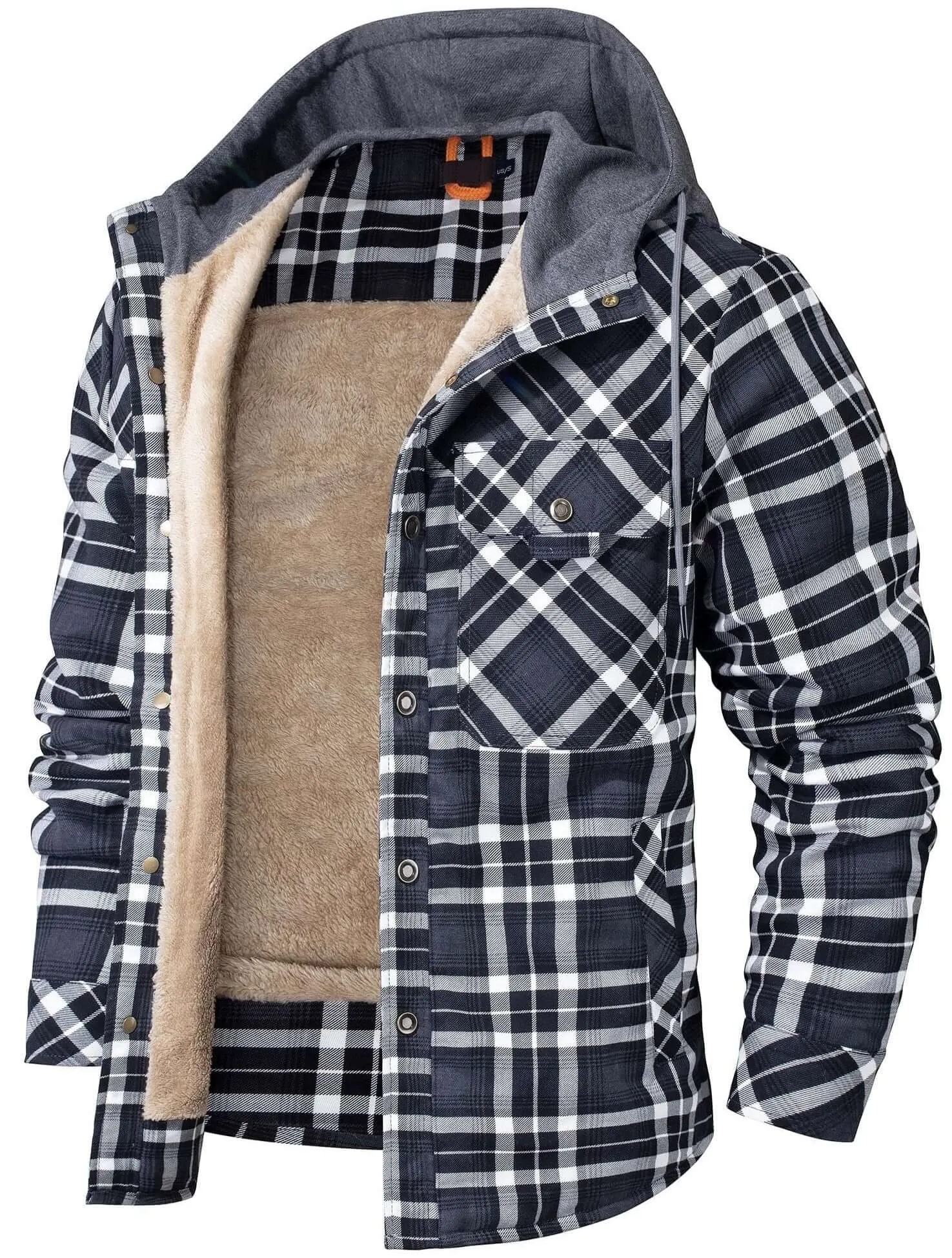 Men's Chunky Knit Plaid Button Hoodie