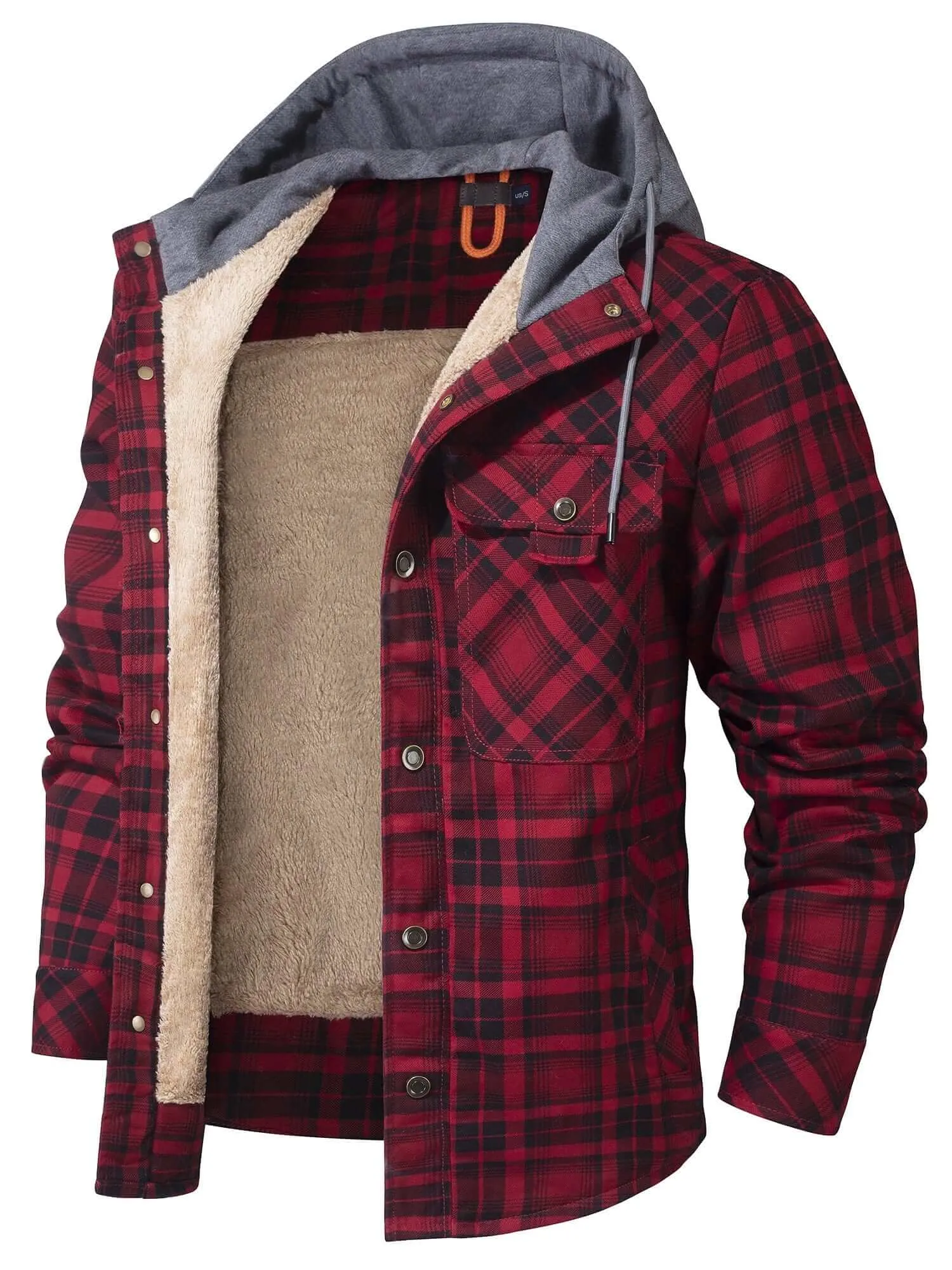 Men's Chunky Knit Plaid Button Hoodie