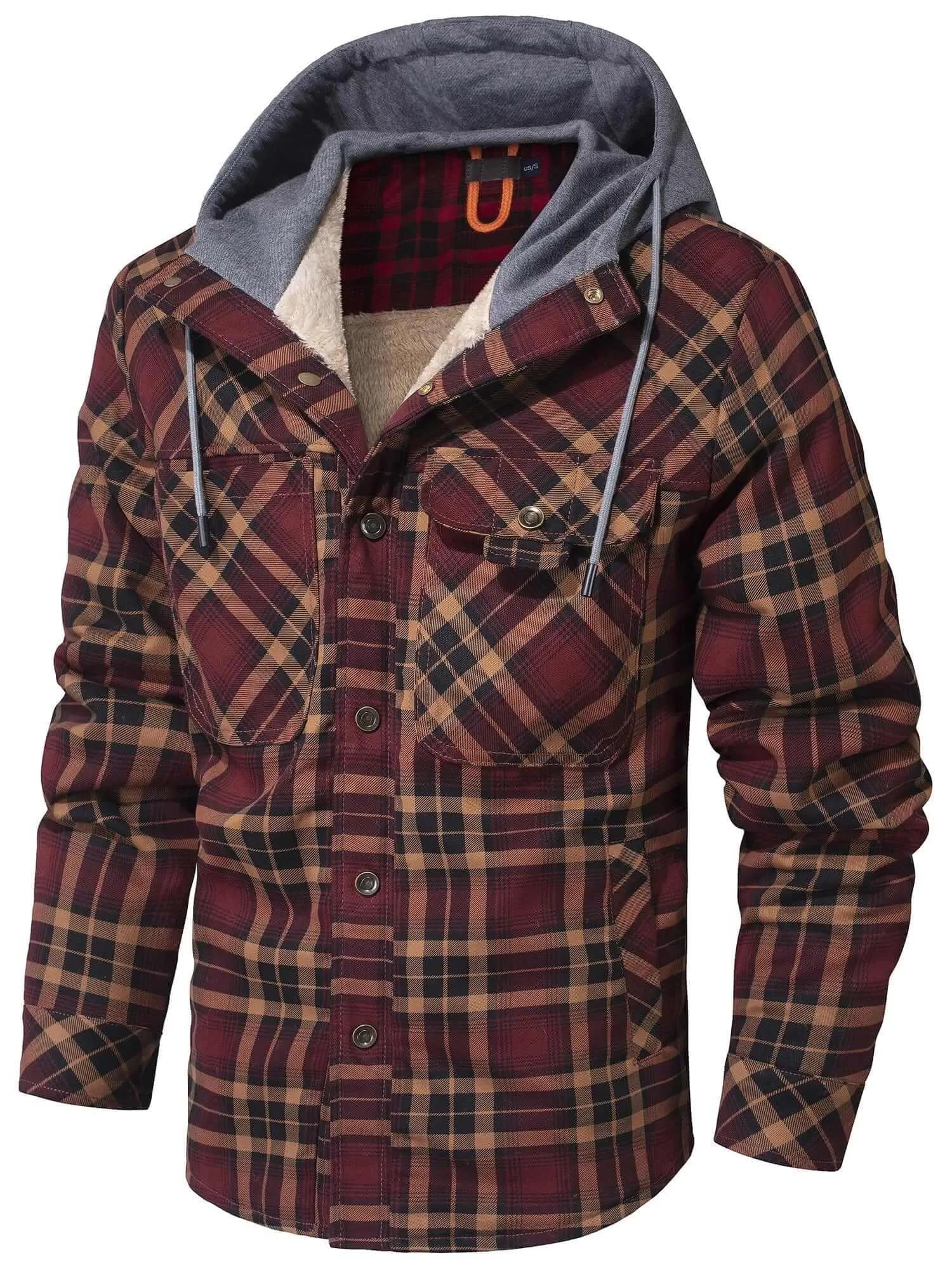 Men's Chunky Knit Plaid Button Hoodie