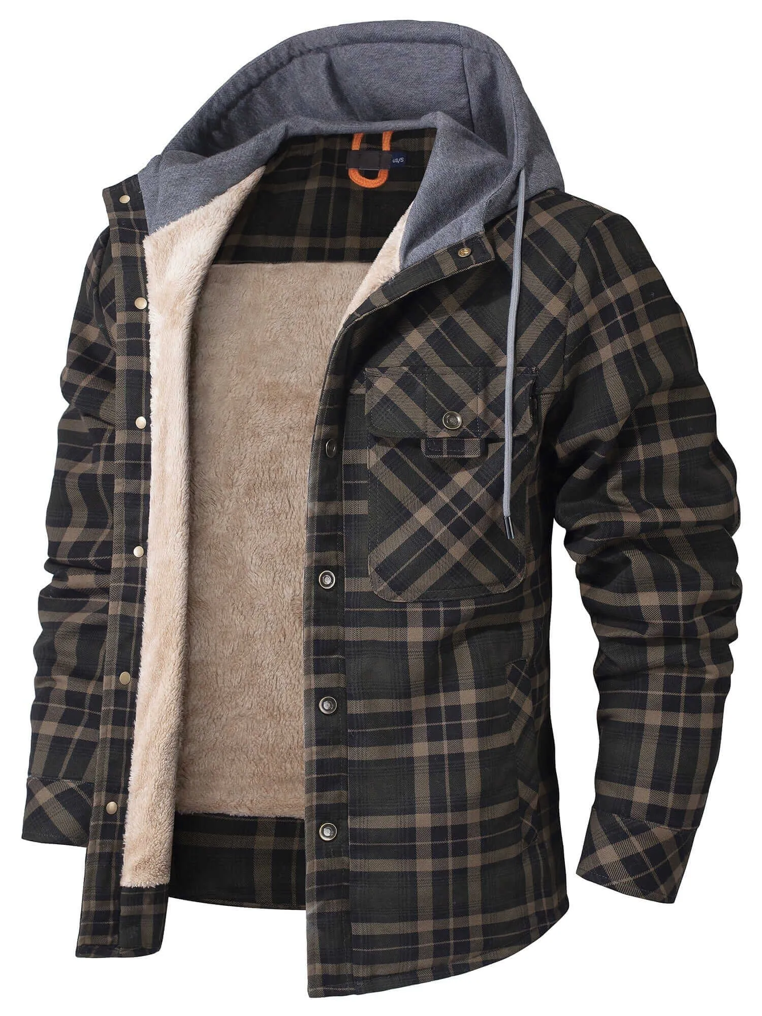 Men's Chunky Knit Plaid Button Hoodie