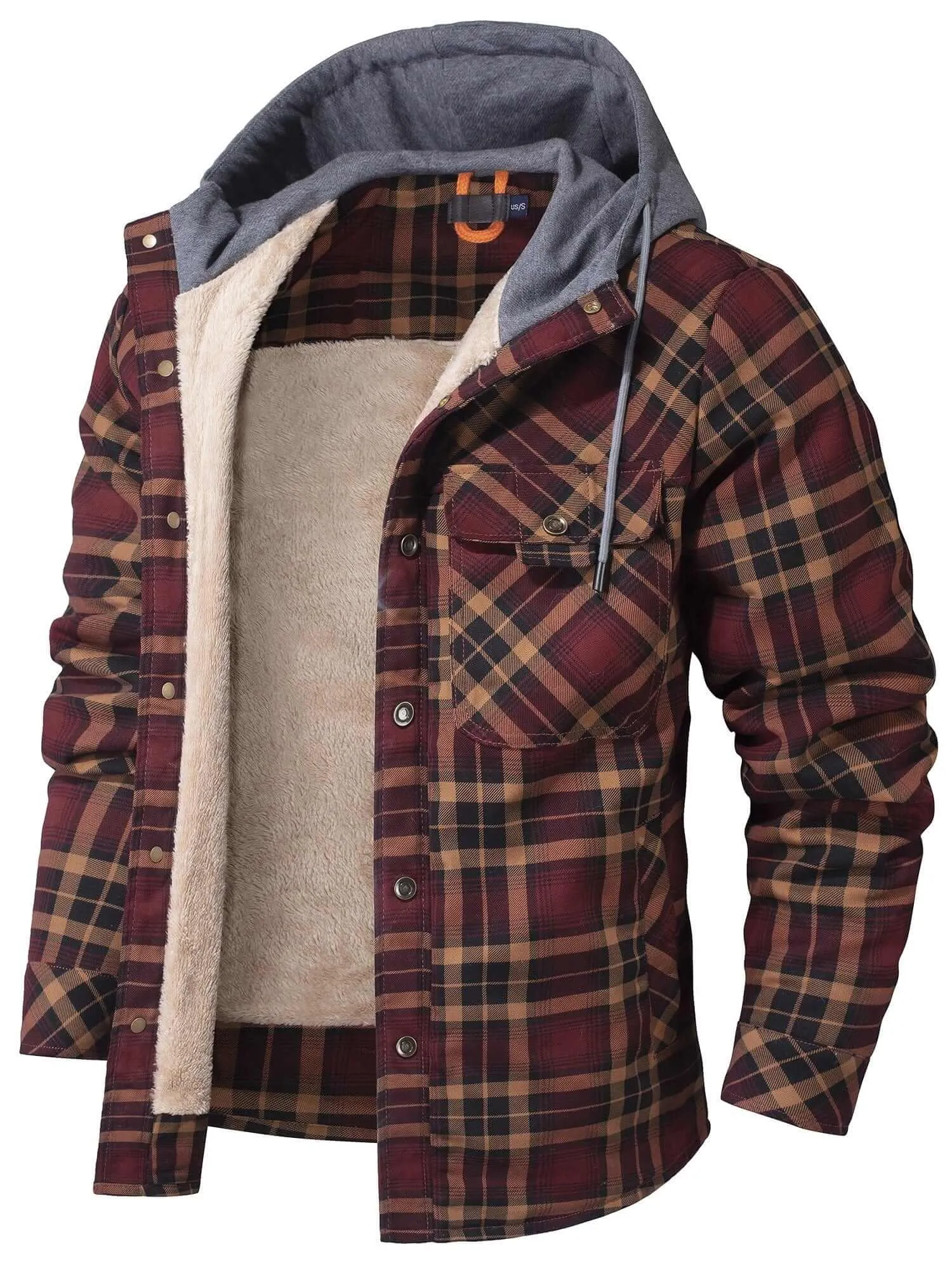 Men's Chunky Knit Plaid Button Hoodie