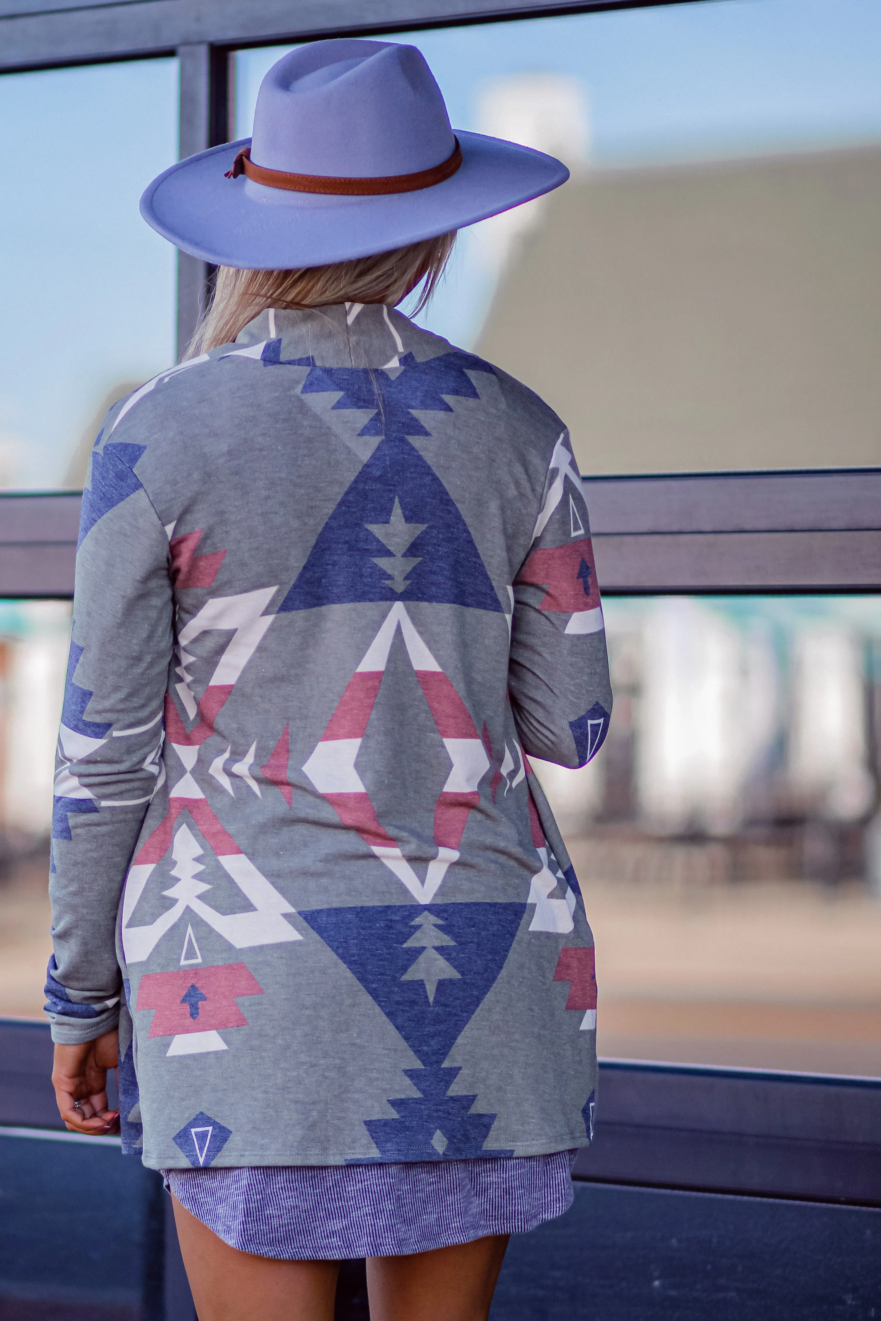 Olive Aztec Open Front Cardigan
