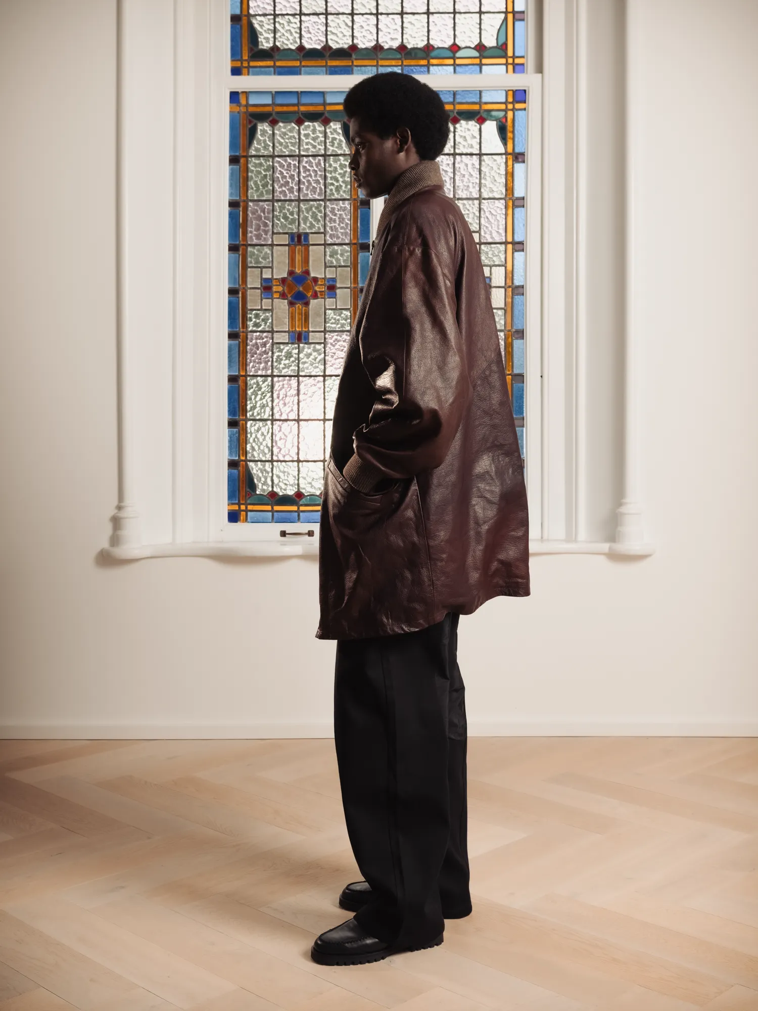 OLYMPUS LEATHER BOMBER COAT