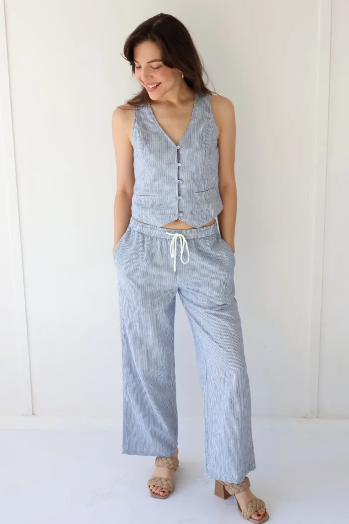 Tie Waist Striped Pants